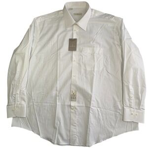 Ermenegildo Zegna Long Sleeve Dress Shirt Mens 18 2XL Big White Cotton Button Up
